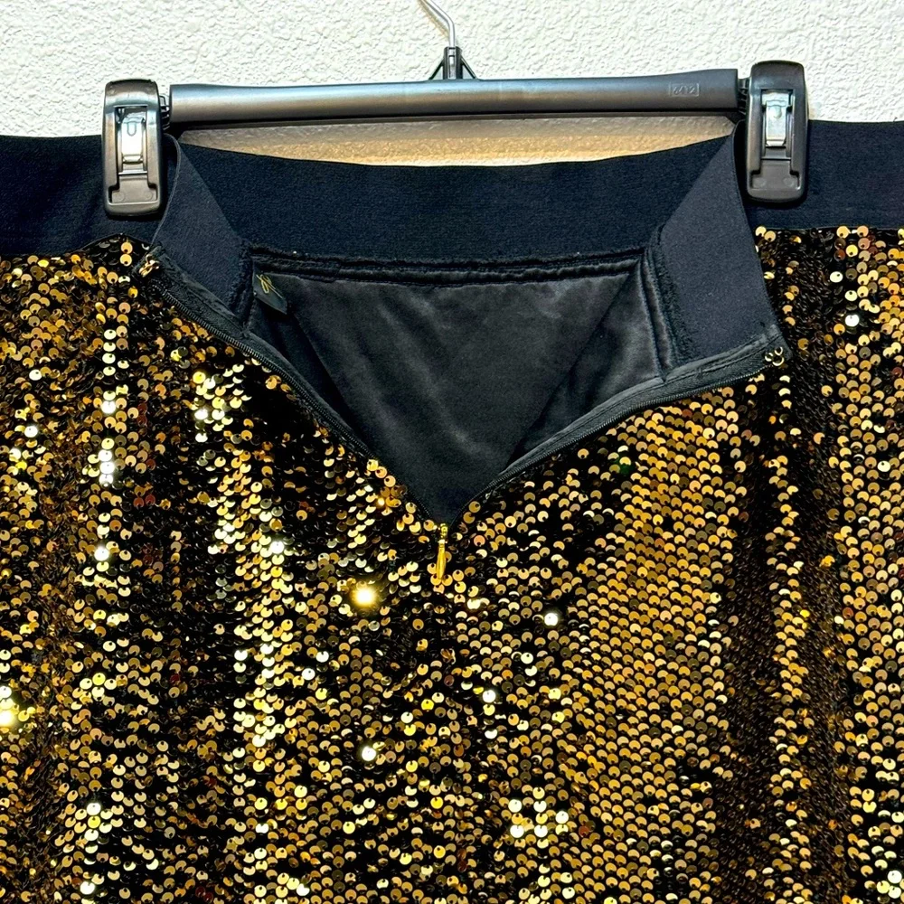 NWT Thalia Sodi Gold Sequins‎ Skirt XL - Picture 3 of 8